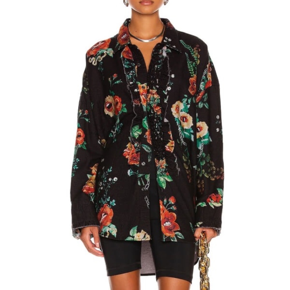 R13 Useless Treasures Ruffle Tuxedo Shirt - Picture 3 of 5